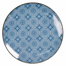 Dezertní talíř s modrým květinovým ornamentem BlueSnow - Ø 21 cm Clayre & Eef