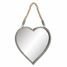 Zrcadlo ve tvaru srdce zavěšené na lanu - 27*3*29 cm Clayre & Eef