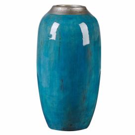 Pálená hlína Dekorativní váza 42 Modrá Stříbrná MILETUS