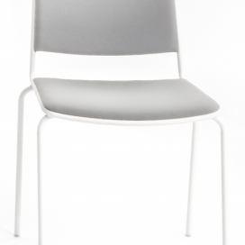 Šedá látková konferenční židle MARA VEA s bílou podnoží