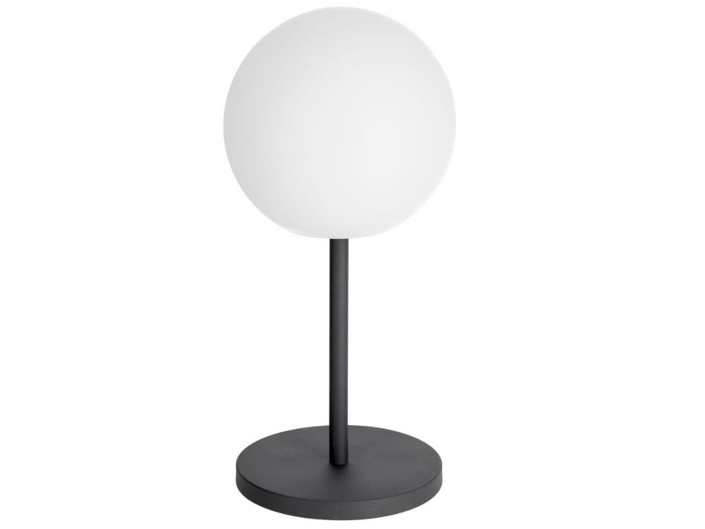 Bílá plastová stolní LED lampa Kave Home Dinesh s černou podnoží - Bonami.cz