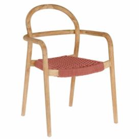 Dřevěná jídelní židle Kave Home Sheryl s červeným výpletem