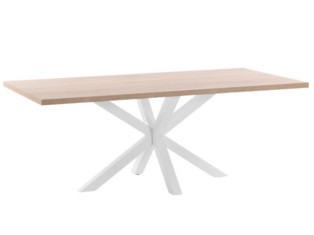 Dubový jídelní stůl Kave Home Argo 180 x 100 cm s bílou kovovou podnoží - Designovynabytek.cz