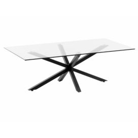 Skleněný konferenční stolek Kave Home Argo 130 x 70 cm s černou kovovou podnoží