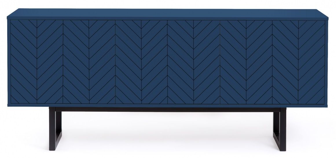 Tmavě modrá dřevěná komoda Woodman Camden s březovou podnoží 175 x 45 cm - Designovynabytek.cz