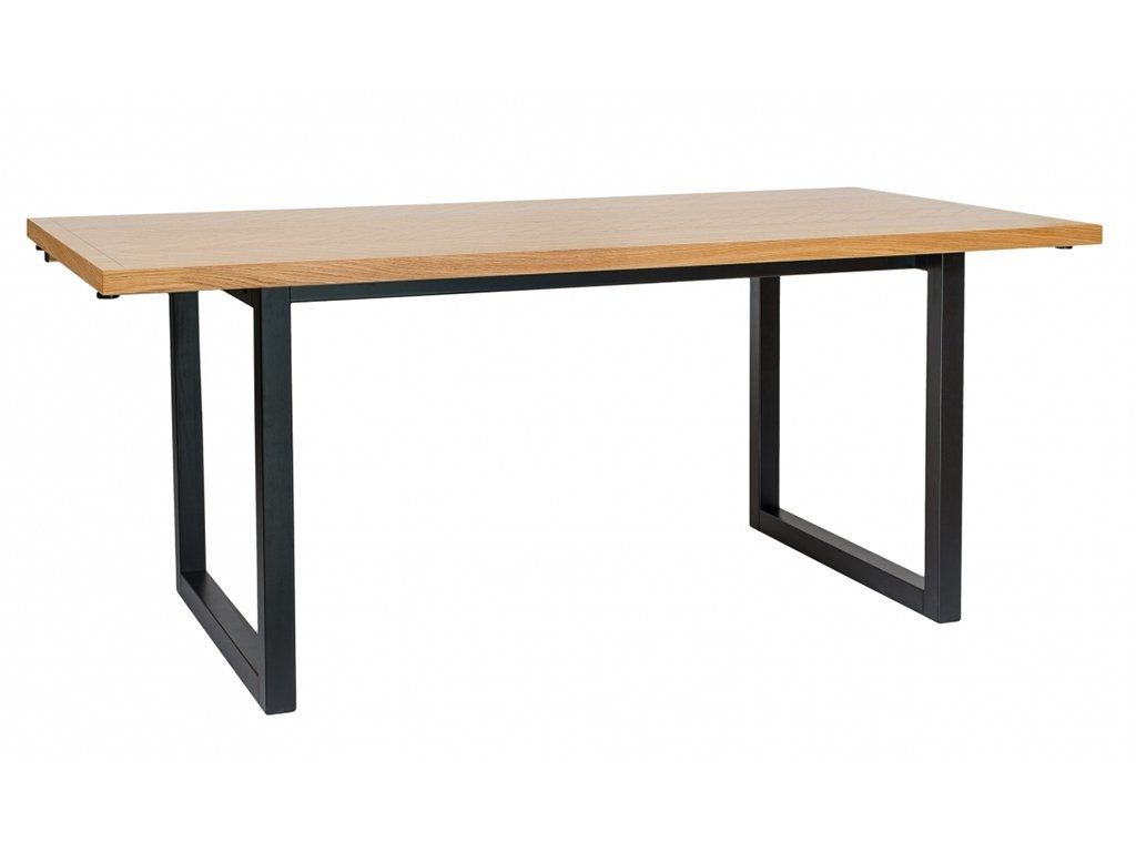 Dubový rýhovaný jídelní stůl Woodman Camden s březovou podnoží 180 x 90 cm - Designovynabytek.cz