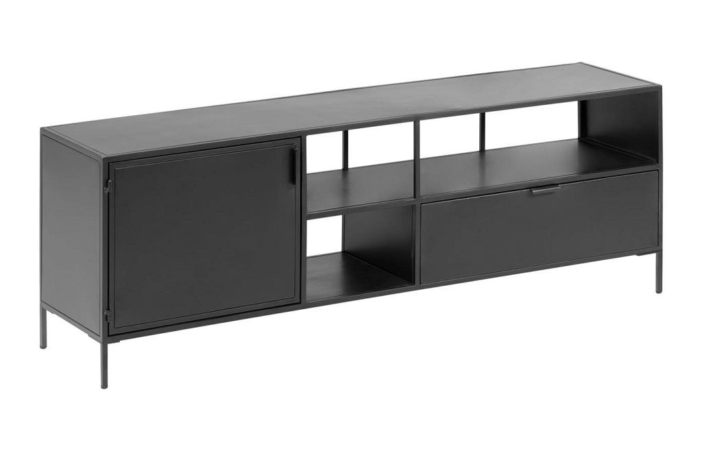 Černý kovový TV stolek Kave Home Shantay 150 x 35 cm - Designovynabytek.cz