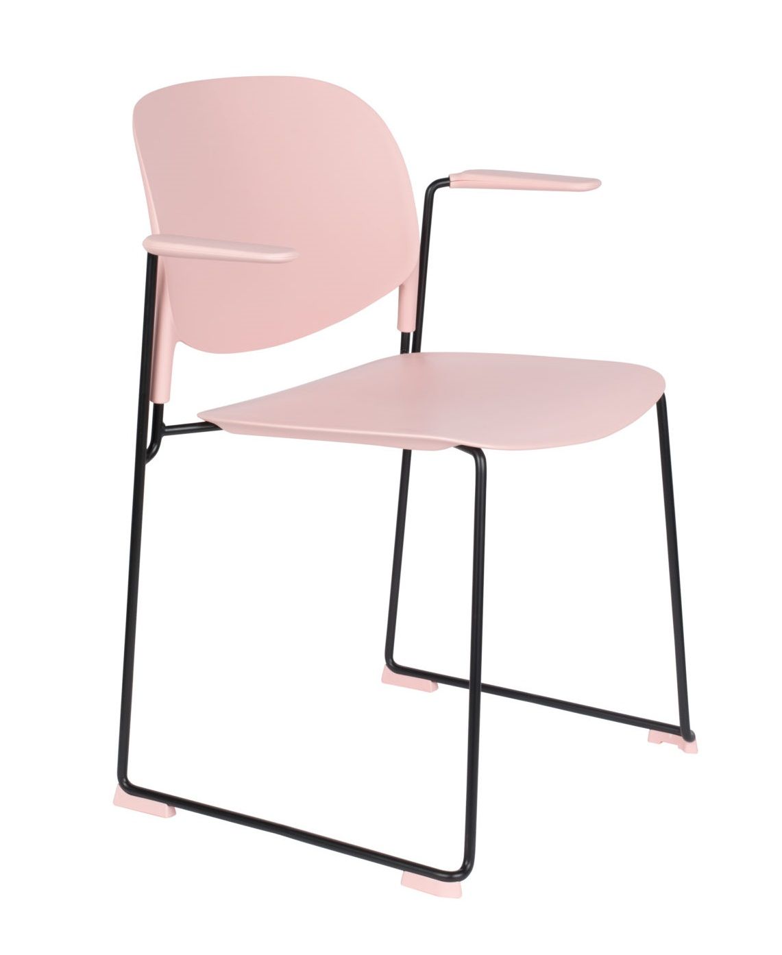 White Label Světle růžová plastová jídelní židle WLL Stacks s područkami - Designovynabytek.cz