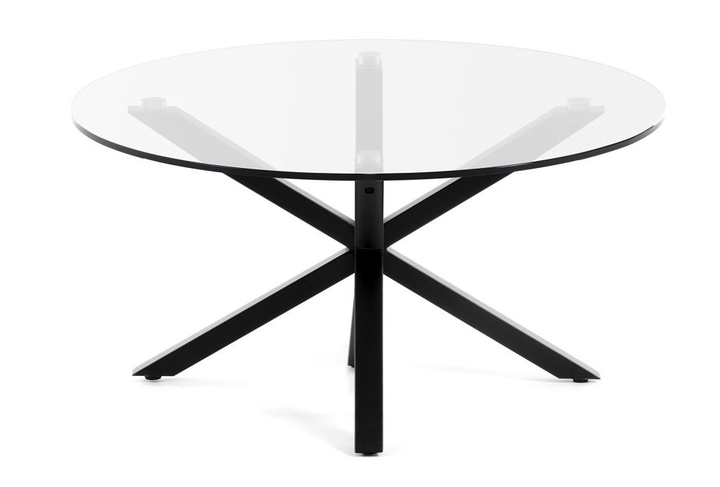 Skleněný konferenční stolek Kave Home Argo 82 cm s černou kovovou podnoží - Designovynabytek.cz