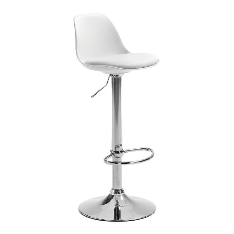 Bílá koženková barová židle Kave Home Orlando 60-82 cm - Designovynabytek.cz