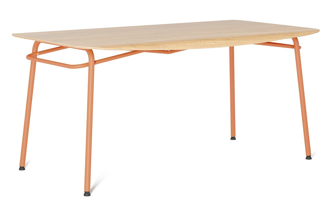Oranžový dubový jídelní stůl Tabanda Troj 160x80 cm - Designovynabytek.cz