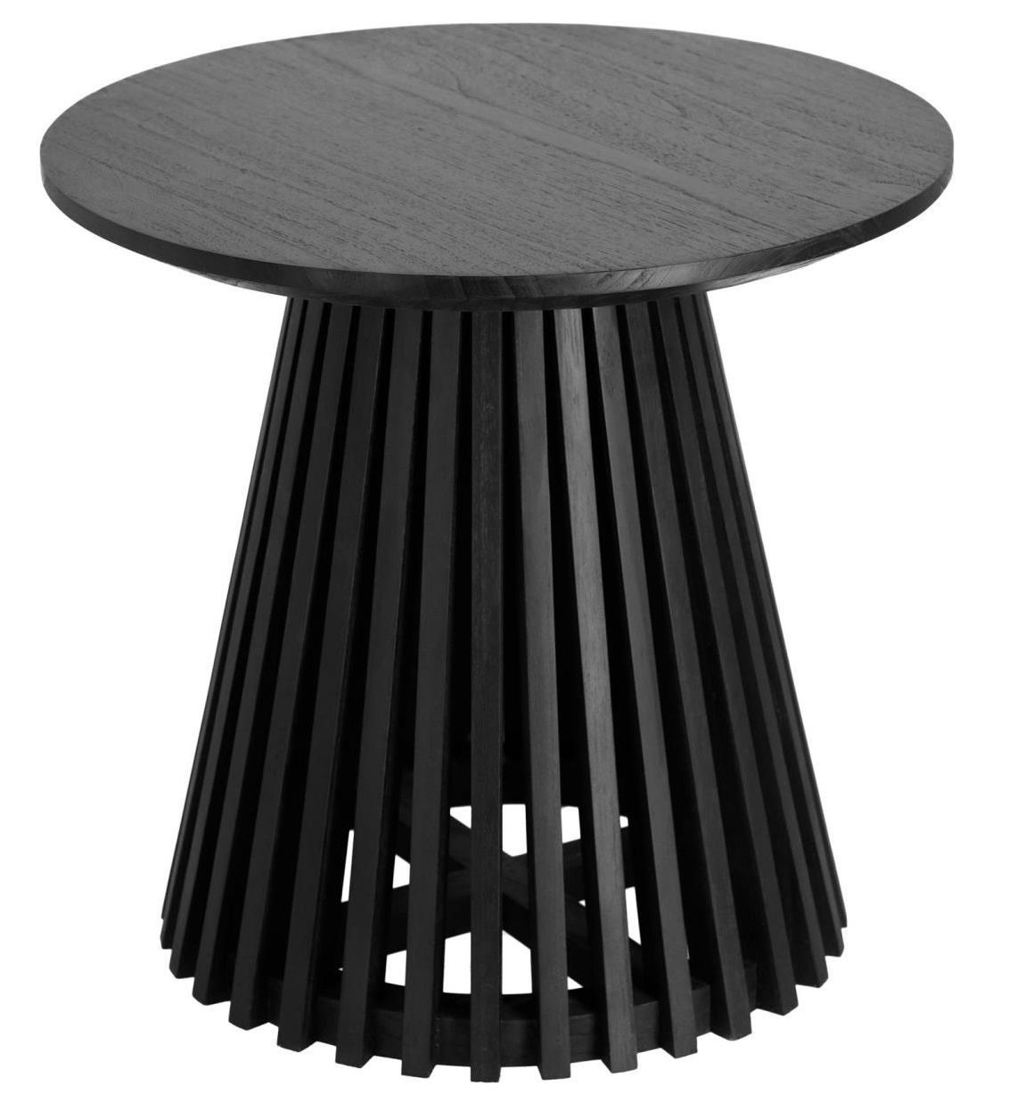 Černý dřevěný kulatý odkládací stolek Kave Home Jeanette 50 cm - Bonami.cz