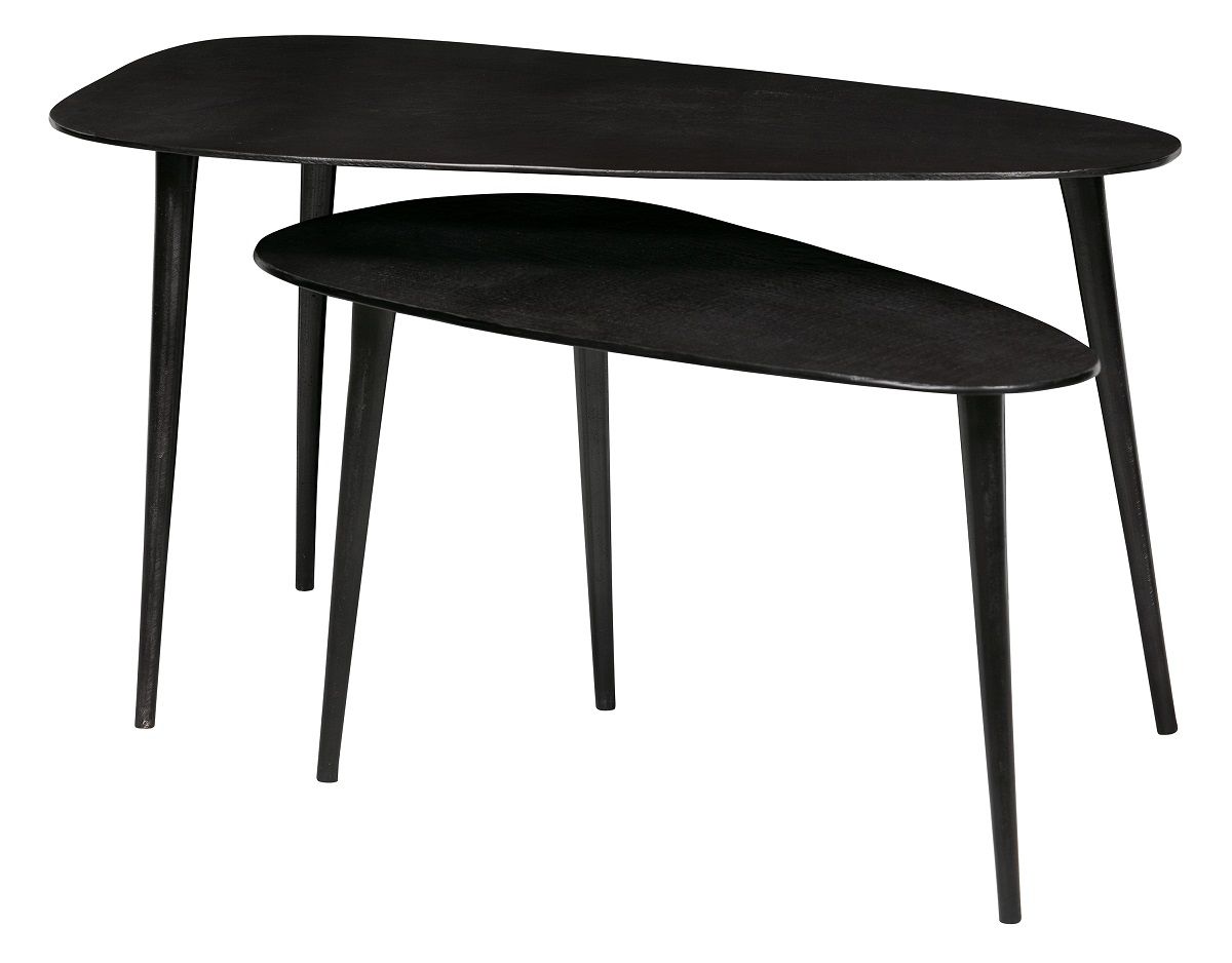 Hoorns Černý kovový set dvou trojúhelníkových konferenčních stolků Shawn 89 x 49 cm - Designovynabytek.cz