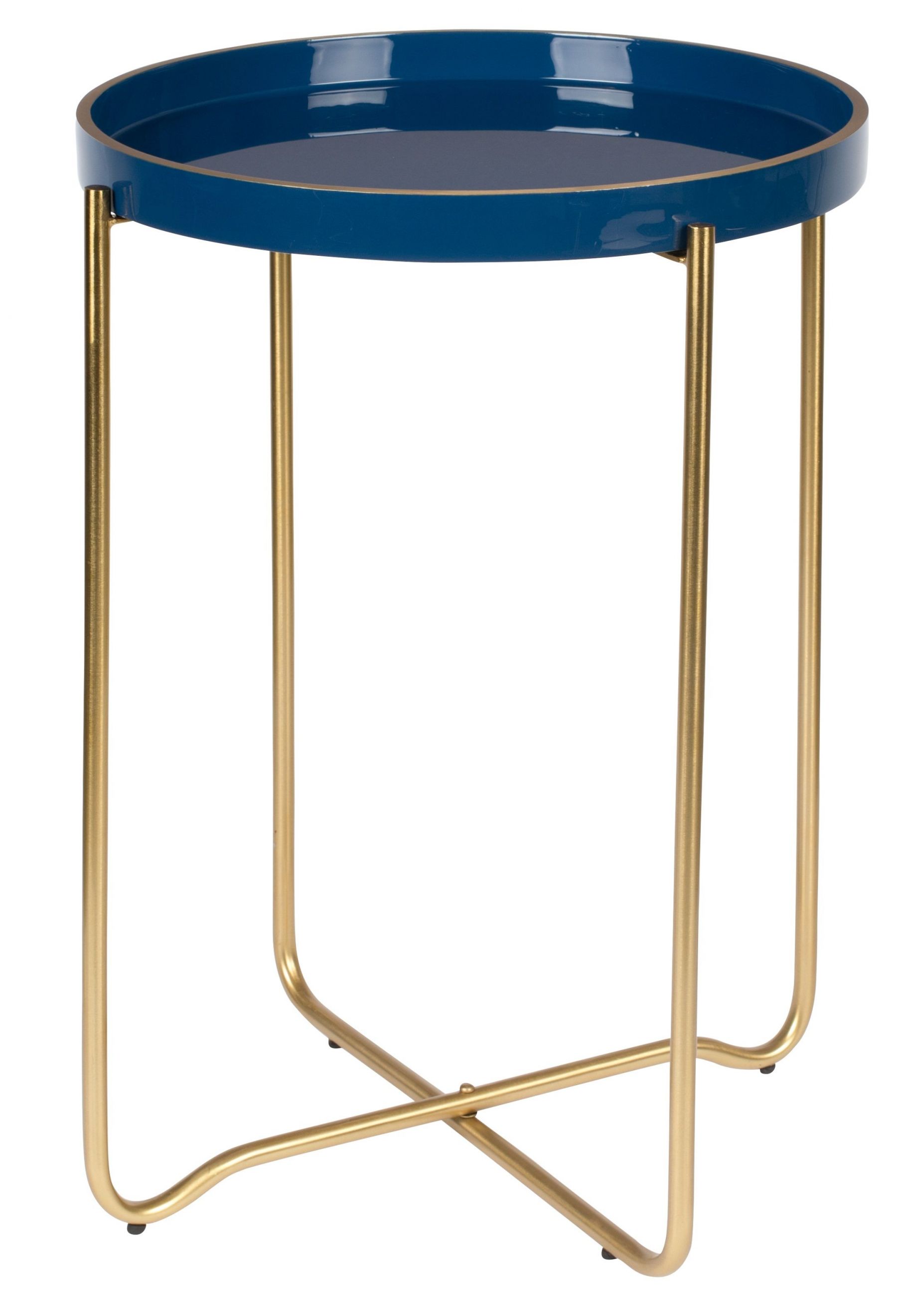 White Label Tmavě modrý kulatý smaltovaný odkládací stolek WLL Celina 42 cm - Designovynabytek.cz