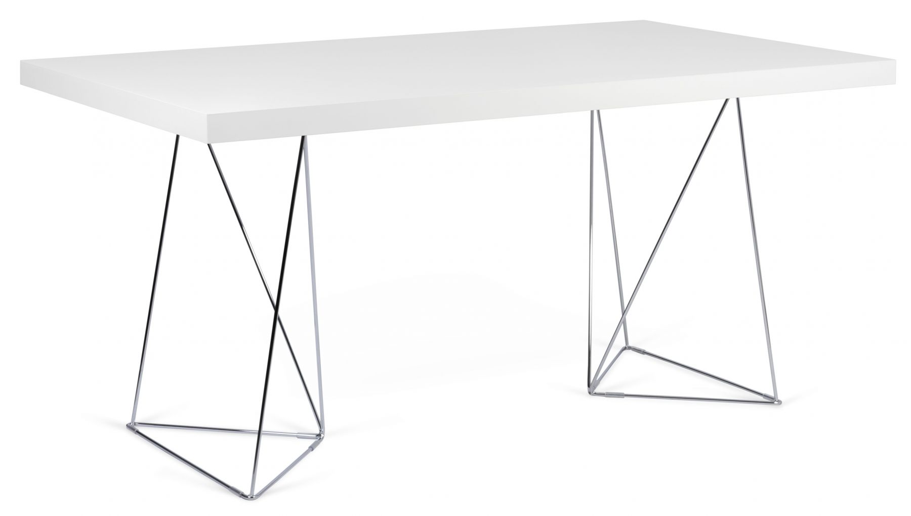 Bílý pracovní stůl TEMAHOME Multi 160 x 90 cm s chromovanou podnoží - Designovynabytek.cz