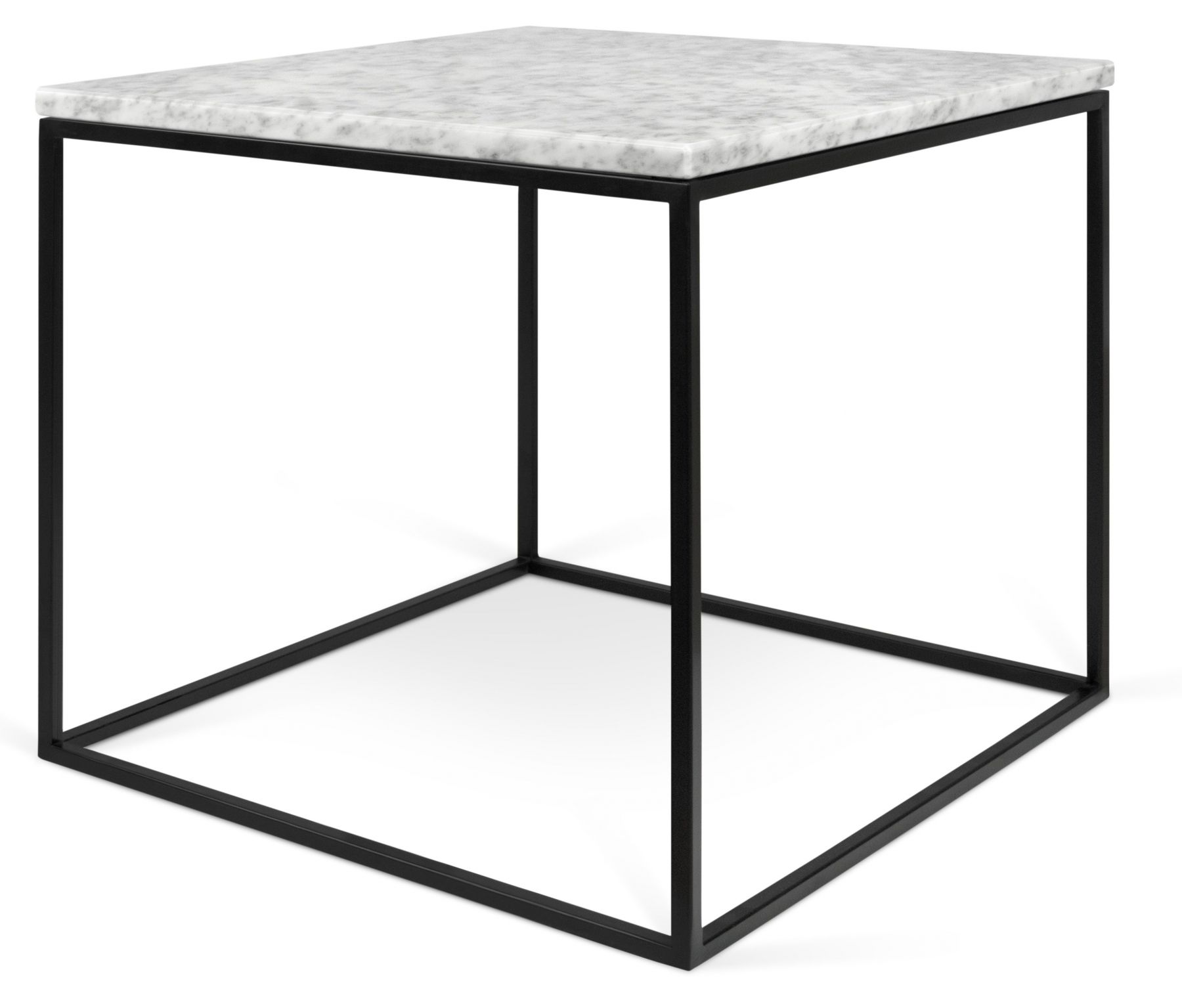 Bílý mramorový odkládací stolek TEMAHOME Gleam 50 x 50 cm s černou podnoží - Designovynabytek.cz