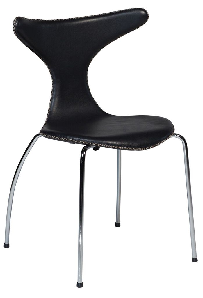 ​​​​​Dan-Form Černá kožená jídelní židle DAN-FORM Dolphin s chromovanou podnoží - Designovynabytek.cz