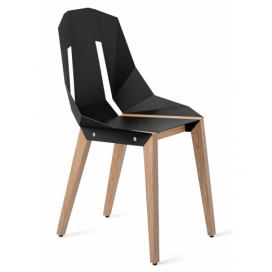 Černá hliníková židle Tabanda DIAGO s dubovou podnoží
