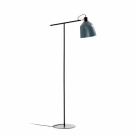 Modro-šedá kovová stojací lampa Kave Home Olimpia 147 cm