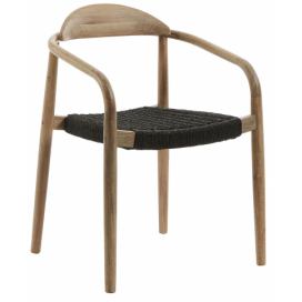 Dřevěná jídelní židle Kave Home Nina s černým výpletem