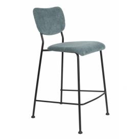 Šedo-modrá  manšestrová barová židle ZUIVER BENSON 64,5 cm