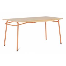 Oranžový dubový jídelní stůl Tabanda Troj 160x80 cm