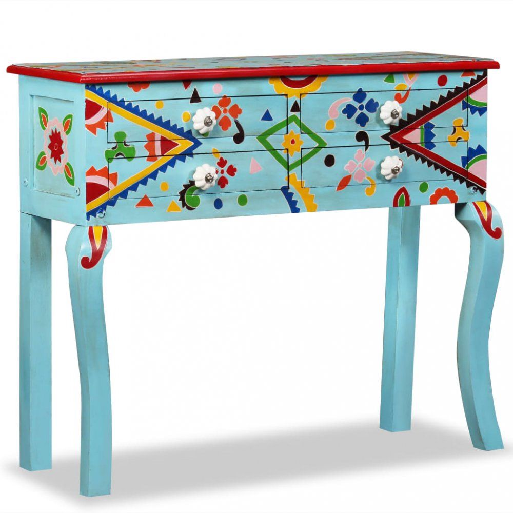 Odkládací stolek ručně malovaný Dekorhome Tyrkysová - DEKORHOME.CZ