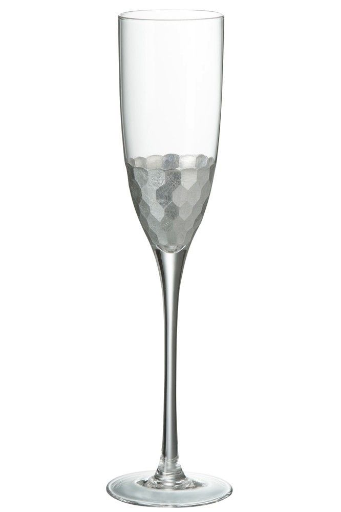 Sklenička na šampaňské Silver - Ø 7*26 cm J-Line by Jolipa - LaHome - vintage dekorace