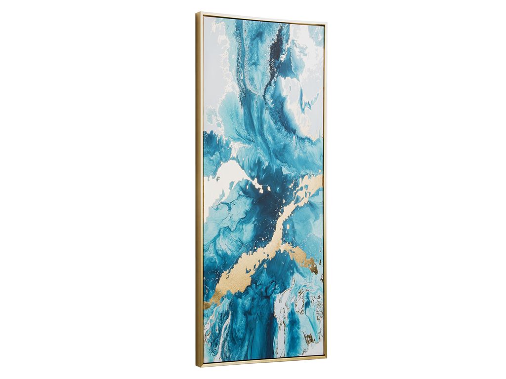 Modro zlatý abstraktní obraz Kave Home Iconic 120 x 50 cm - Designovynabytek.cz