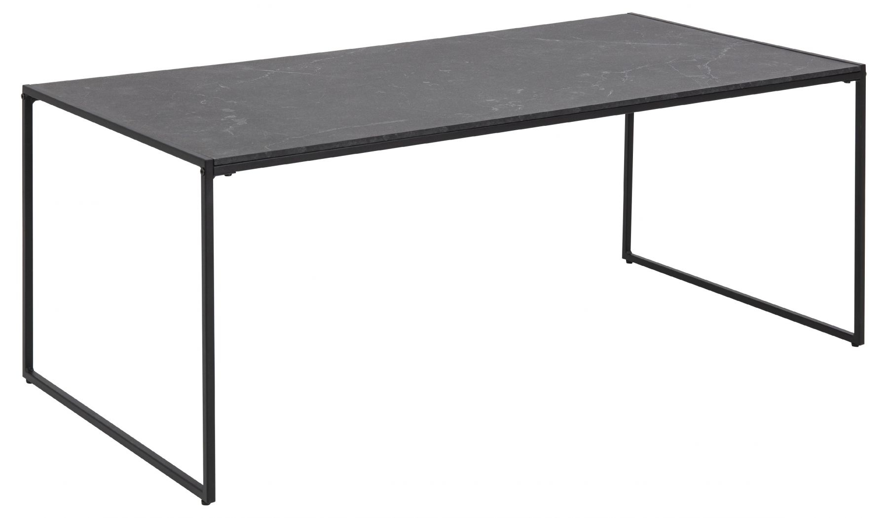 Scandi Černý dřevěný konferenční stolek Sigrun 120 x 60 cm s mramorovou fólií - Designovynabytek.cz
