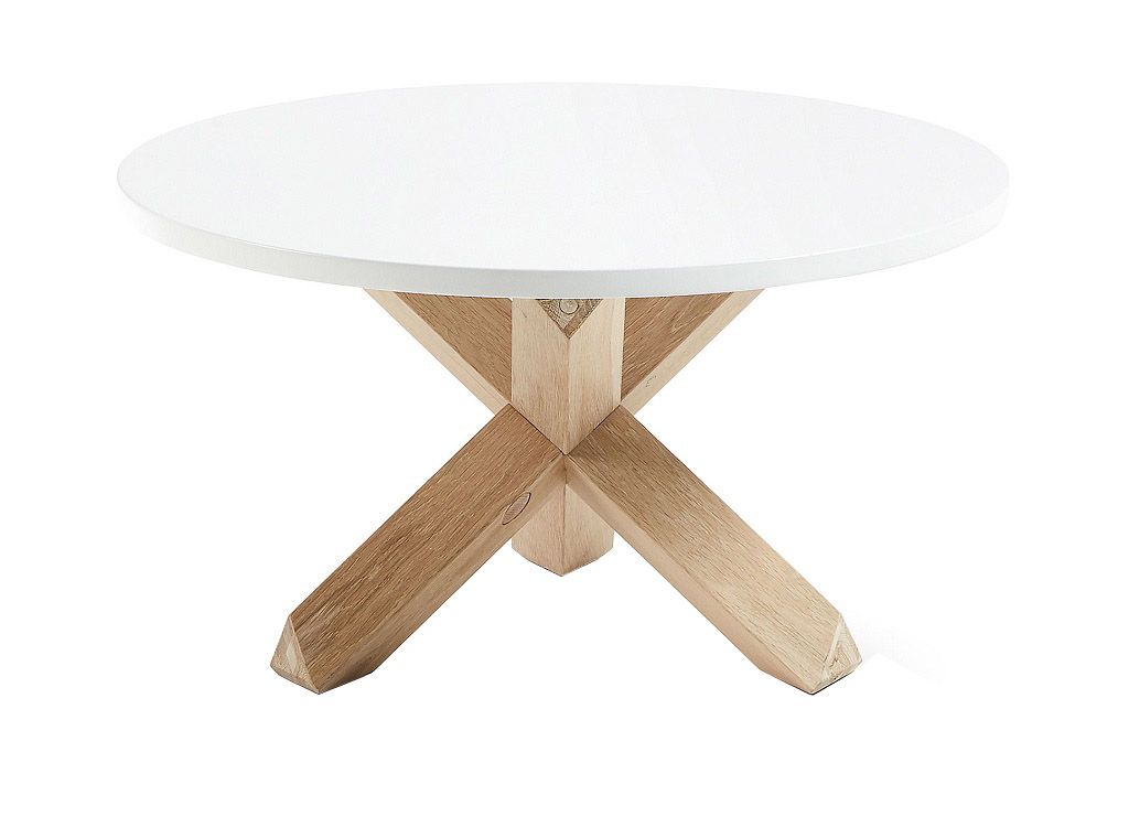 Bílý lakovaný kulatý konferenční stolek Kave Home Lotus 65 cm - Designovynabytek.cz
