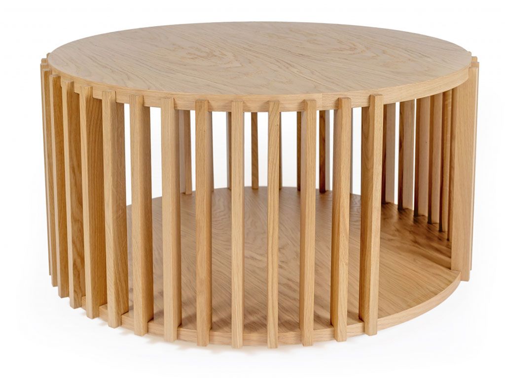 Dubový kulatý konferenční stolek Woodman Drum Ø 83 cm - Designovynabytek.cz