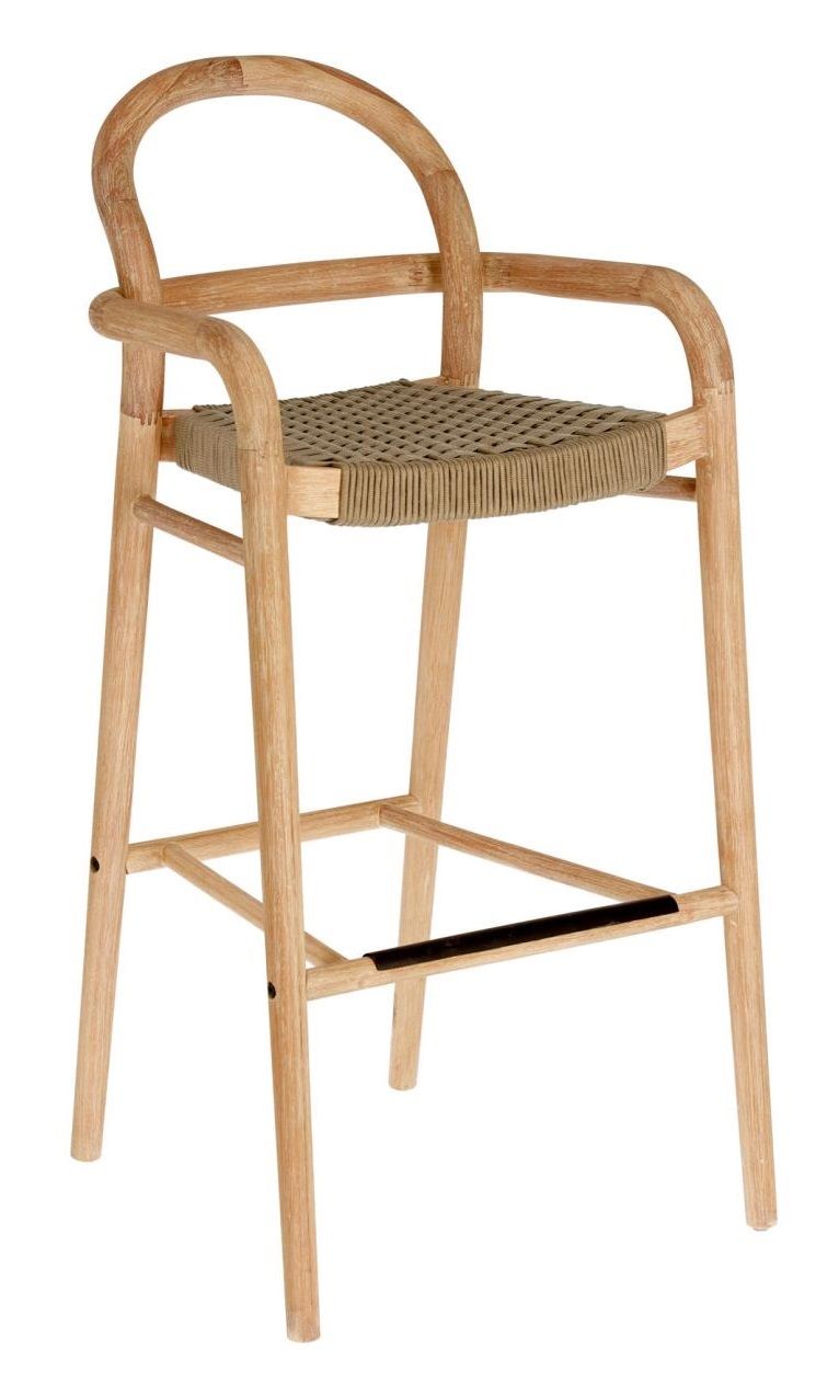 Dřevěná barová židle Kave Home Sheryl 79 cm s béžovým výpletem - Designovynabytek.cz