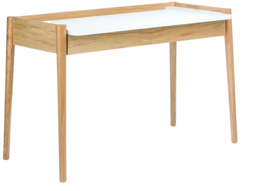 Dubový pracovní stůl Woodman Feldbach 126x60 cm s bílou deskou - Designovynabytek.cz