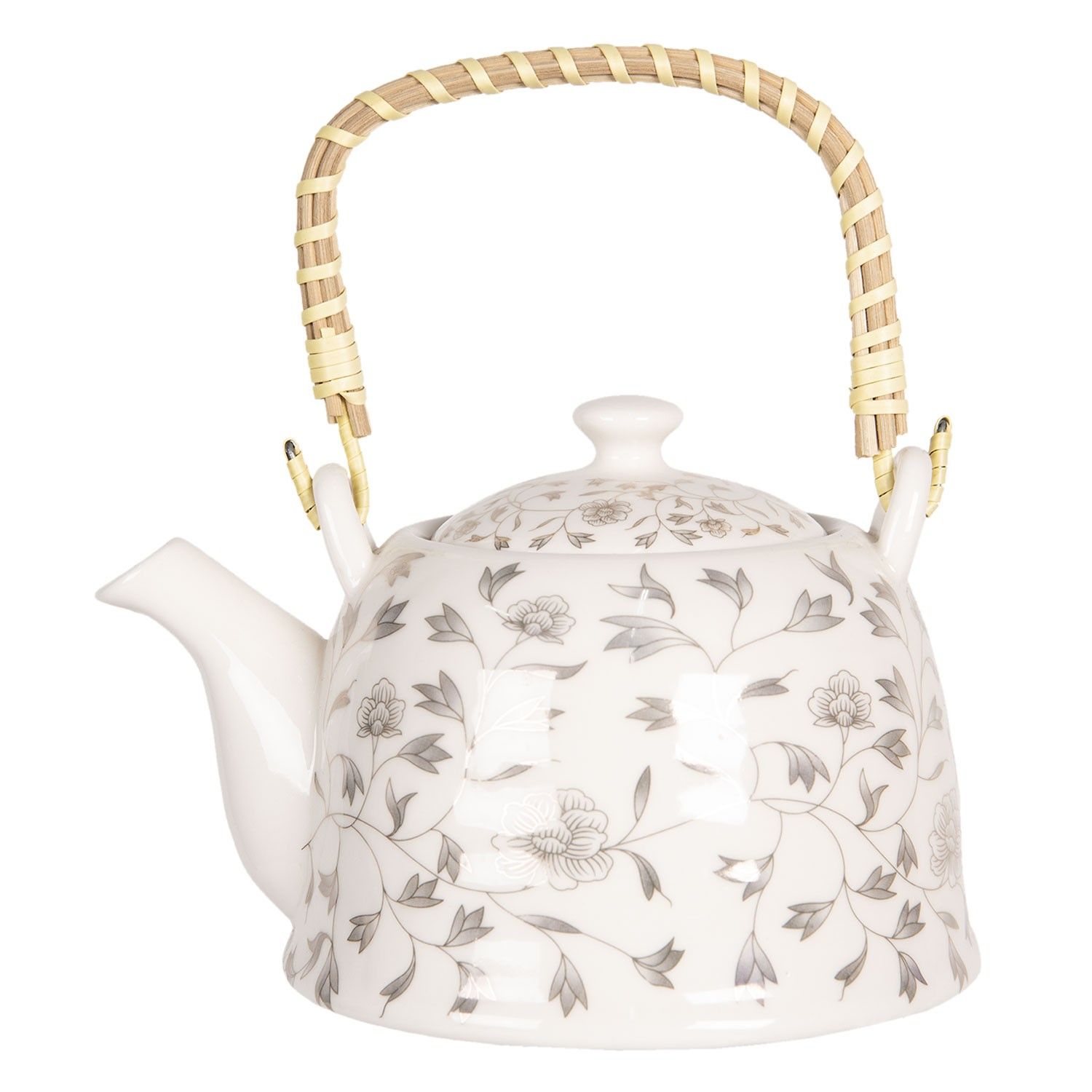 Porcelánová konvice na čaj s drobnými kvítky - 18*14*12 cm / 0,8L Clayre & Eef - LaHome - vintage dekorace