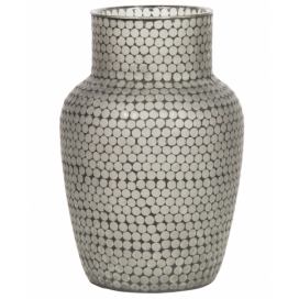 Hoorns Černobílá skleněná váza Ice s puntíky