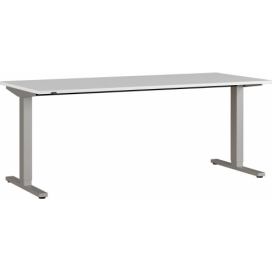 Šedý kancelářský stůl GEMA Leanor 160 x 80 cm se stříbrnou podnoží
