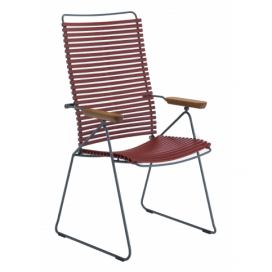 Červená plastová polohovací zahradní židle HOUE Click