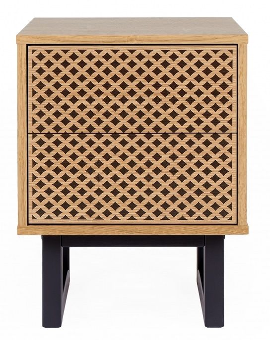 Vzorovaný dubový noční stolek Woodman Camden s březovou podnoží 40 x 40 cm - Designovynabytek.cz
