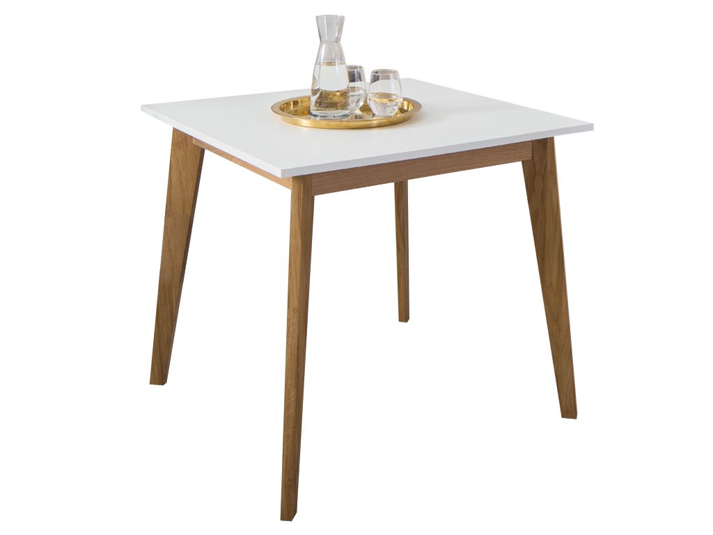 ARBYD Bílý dřevěný jídelní stůl Thia 85 x 85 cm - Designovynabytek.cz