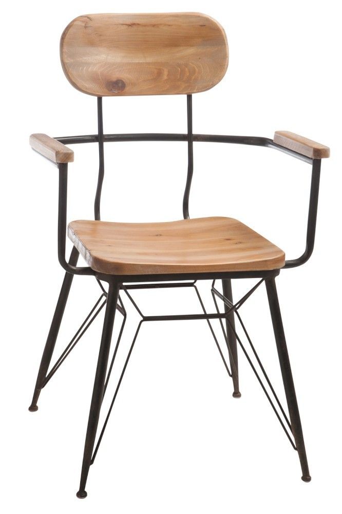 Kovová židle se dřevem BISTRO - 58* 58 * 90cm J-Line by Jolipa - LaHome - vintage dekorace