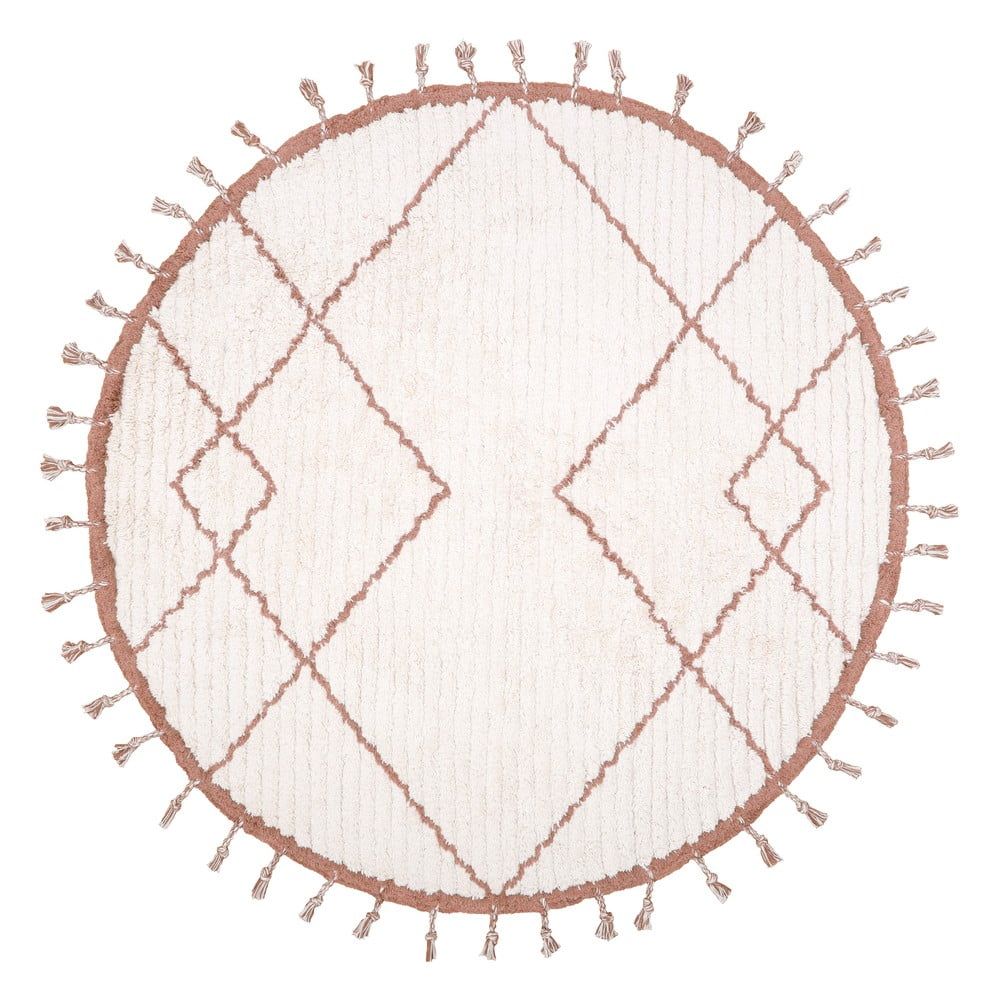 Bílo-hnědý bavlněný ručně vyrobený koberec Nattiot Come, ø 120 cm - Bonami.cz