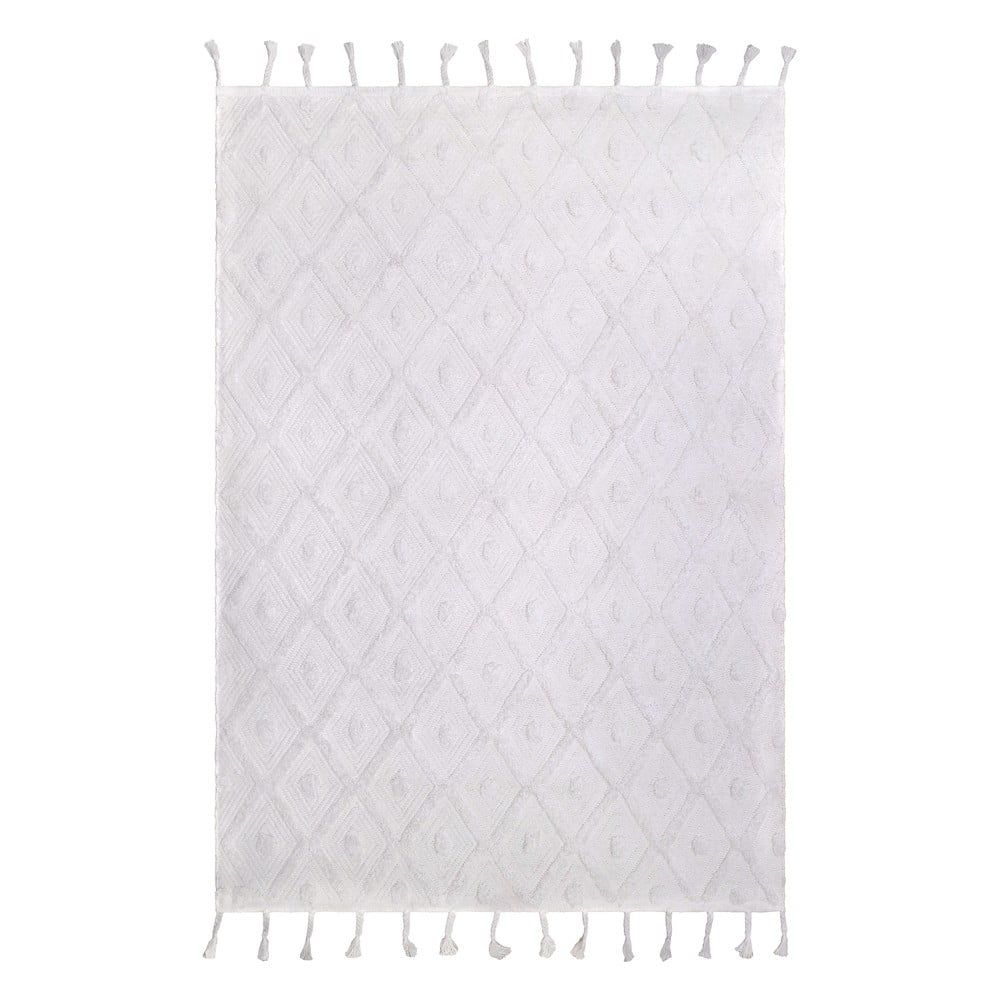 Bílý ručně vyrobený koberec Nattiot Orlando, 120 x 170 cm - Bonami.cz