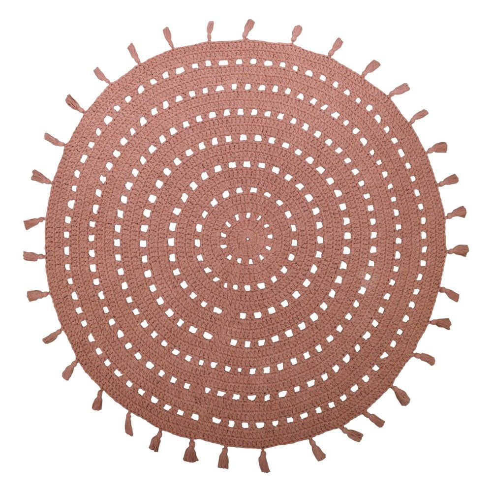 Starorůžový bavlněný ručně vyrobený koberec Nattiot Nila, ø 120 cm - Bonami.cz