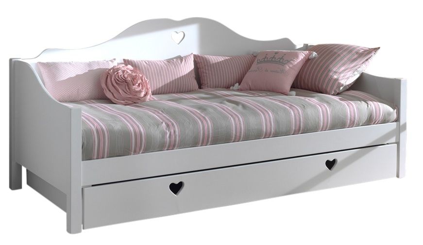 Bílá dřevěná dětská postel/pohovka Vipack Amori 90 x 200 cm se zásuvkou - Designovynabytek.cz