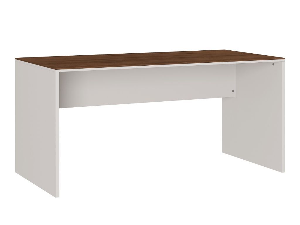 Bílý kancelářský stůl GEMA Astral 158 x 79 cm s ořechovým dekorem - Designovynabytek.cz
