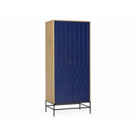 Modrá dubová skříň Woodman Lia s kovovou podnoží 80 x 55 cm