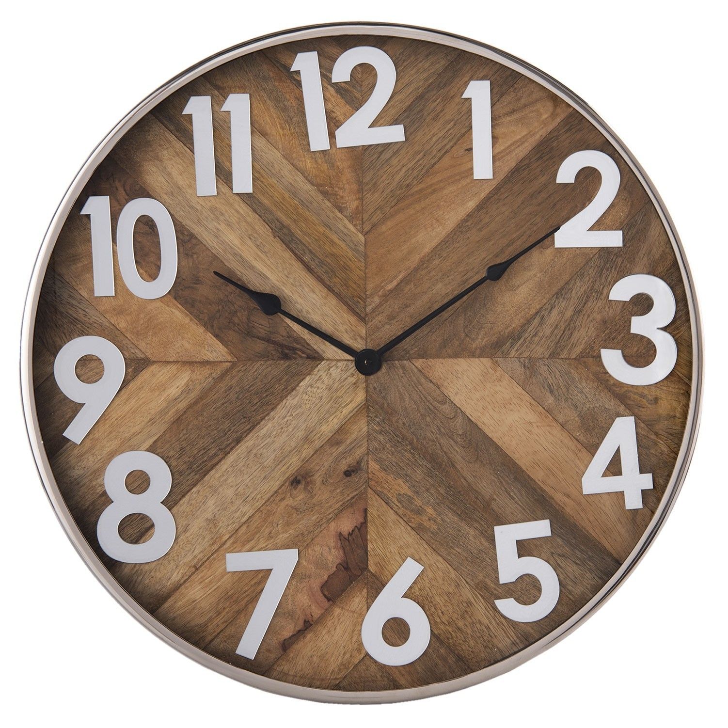 Dřevěné hodiny v kovovém rámu Mrionn - Ø 50*6 cm / 1*AA Clayre & Eef - LaHome - vintage dekorace