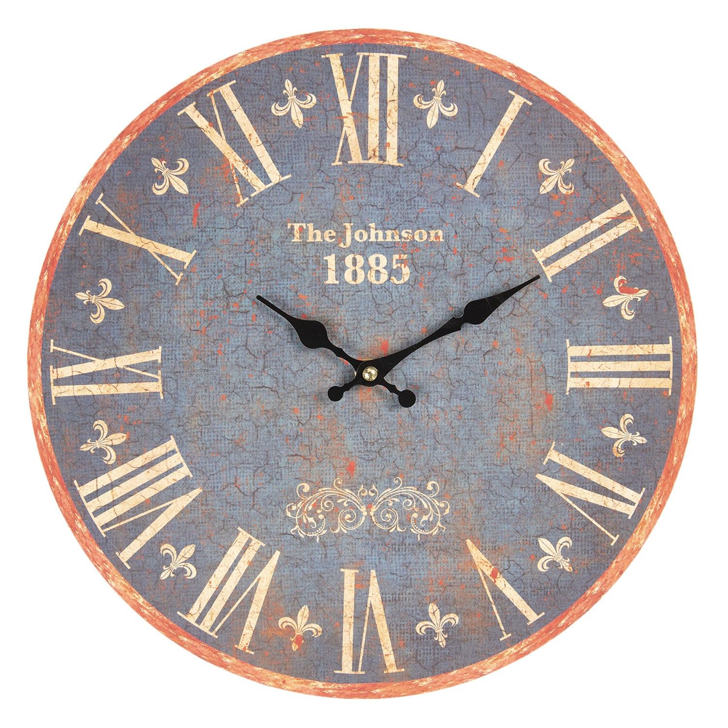 Vintage nástěnné hodiny s patinou The Johnson - Ø 34*3 cm / 1*AA Clayre & Eef - LaHome - vintage dekorace