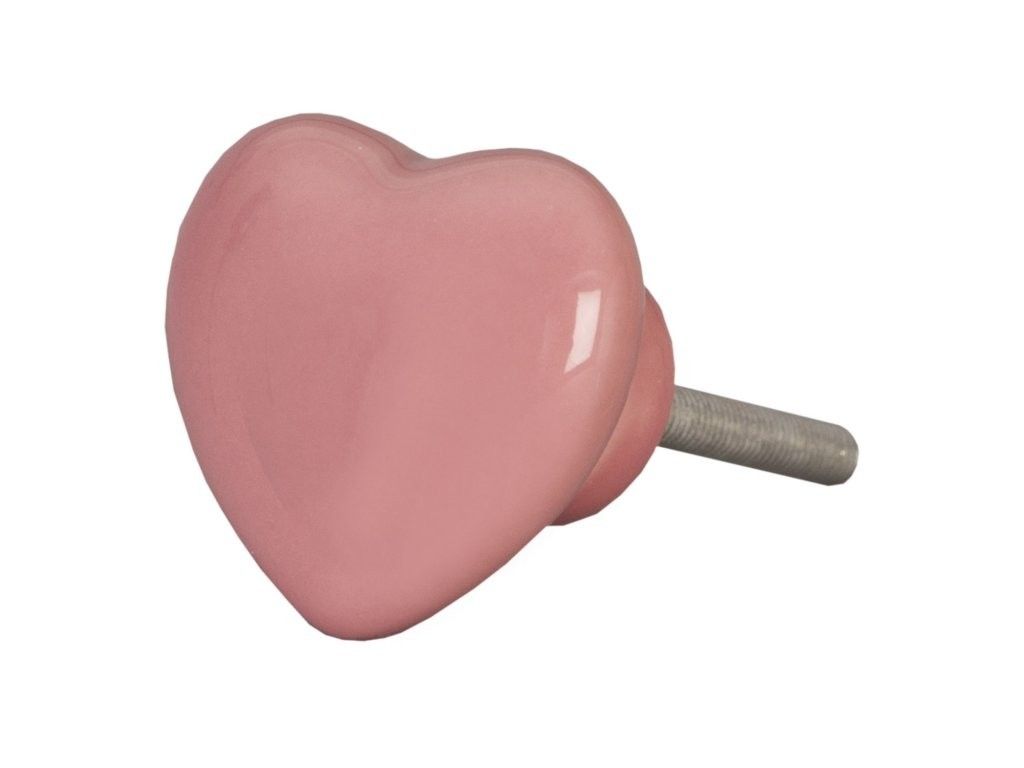 Úchytka růžové keramické srdce - 3.5*4 cm Clayre & Eef - LaHome - vintage dekorace